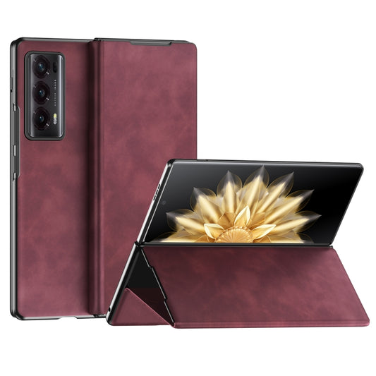 For Honor Magic V2 Celebrity Series Napa Texture Shockproof Phone Leather Case(Wine Red) - Honor Cases by buy2fix | Online Shopping UK | buy2fix