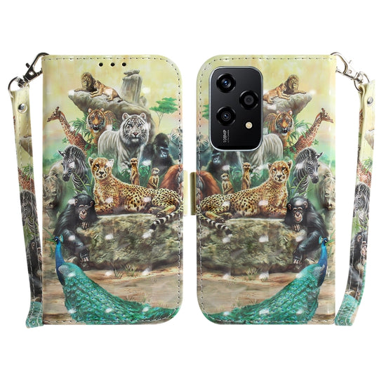 For Honor 200 Lite Global 3D Colored Flip Leather Phone Case(Zoo)