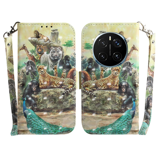For Honor Magic7 Pro 3D Colored Flip Leather Phone Case(Zoo)