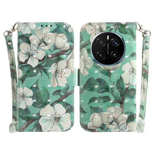For Honor Magic7 Pro 3D Colored Flip Leather Phone Case(Watercolor Flower)