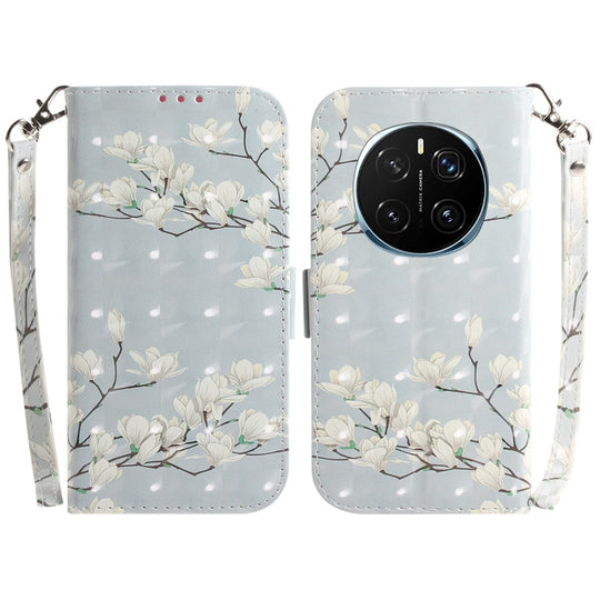 For Honor Magic7 Pro 3D Colored Flip Leather Phone Case(Magnolia)