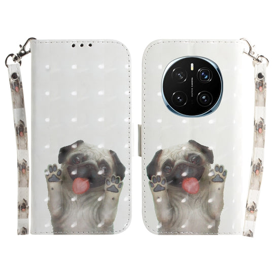 For Honor Magic7 Pro 3D Colored Flip Leather Phone Case(Pug)