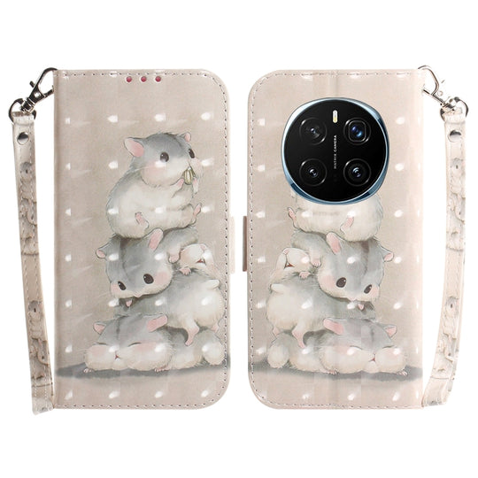 For Honor Magic7 Pro 3D Colored Flip Leather Phone Case(Squirrels)