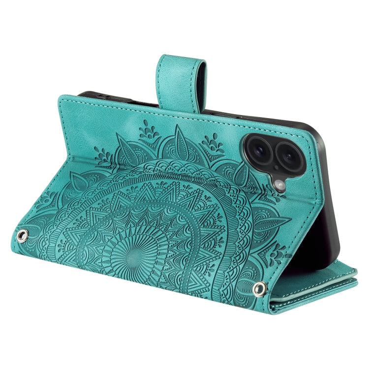 For iPhone 16 Pro Max Multi-Card Totem Zipper Leather Phone Case(Green) by buy2fix