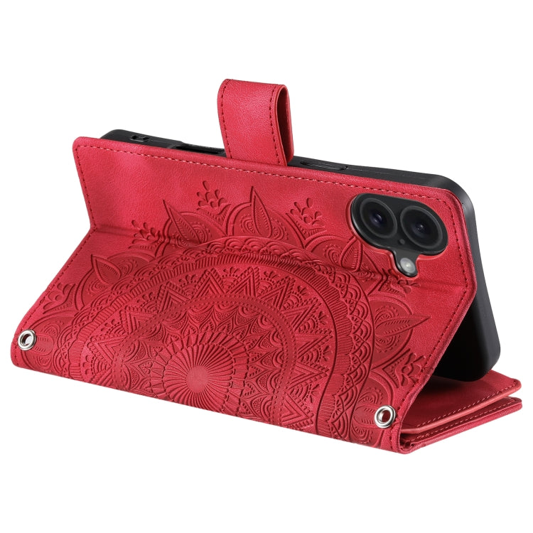 For iPhone 16 Pro Max Multi-Card Totem Zipper Leather Phone Case(Red) by buy2fix