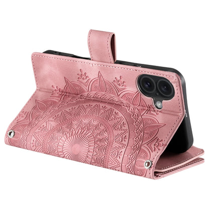 For iPhone 16 Pro Max Multi-Card Totem Zipper Leather Phone Case(Pink) by buy2fix