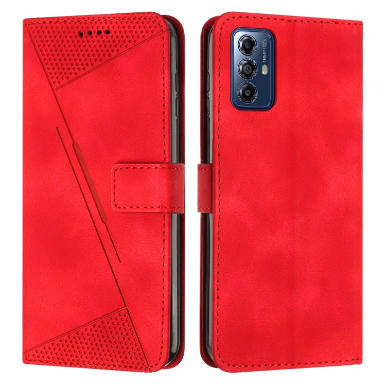 For Motorola Moto G Play 2024 Dream Triangle Leather Phone Case with Lanyard(Red) by buy2fix