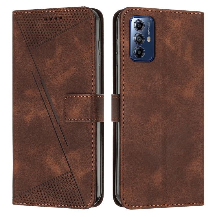 For Motorola Moto G Play 2024 Dream Triangle Leather Phone Case with Lanyard(Brown) by buy2fix
