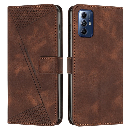 For Motorola Moto G Play 2024 Dream Triangle Leather Phone Case with Lanyard(Brown) by buy2fix