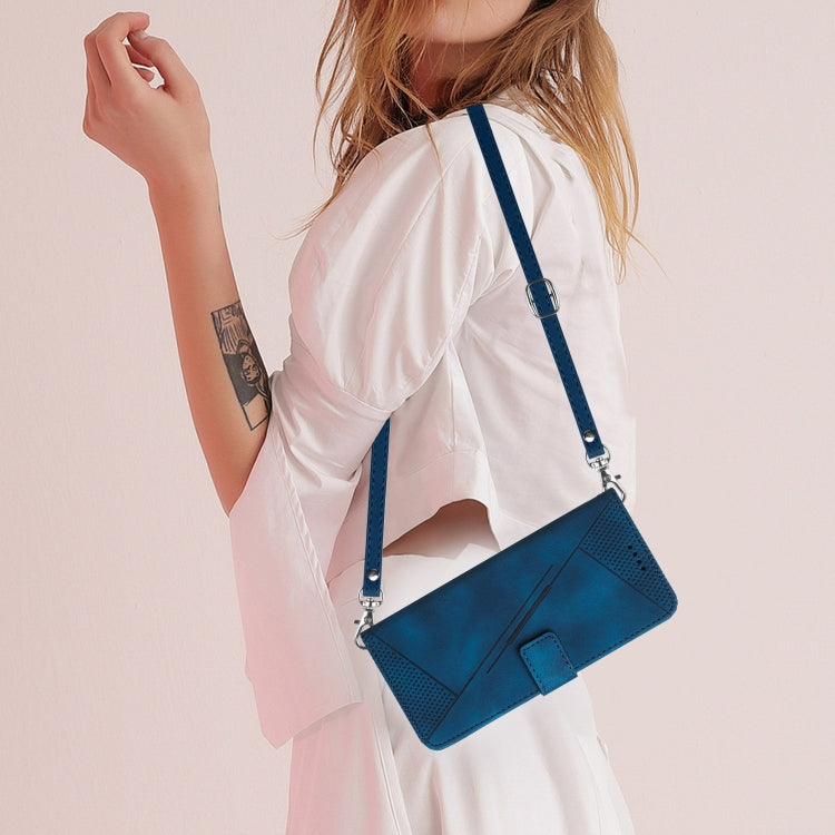 For Motorola Moto G Power 5G 2024 Dream Triangle Leather Phone Case with Lanyard(Blue) by buy2fix