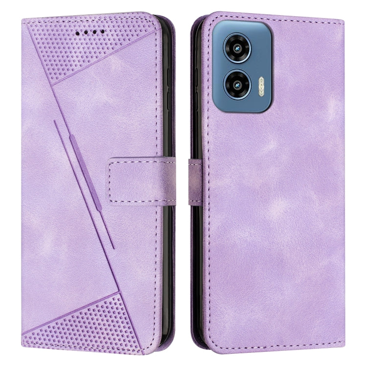 For Motorola Moto G Play 5G 2024/Moto G 5G 2024 Dream Triangle Leather Phone Case with Lanyard(Purple) by buy2fix