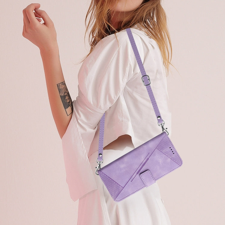 For Motorola Moto G Play 5G 2024/Moto G 5G 2024 Dream Triangle Leather Phone Case with Lanyard(Purple) by buy2fix