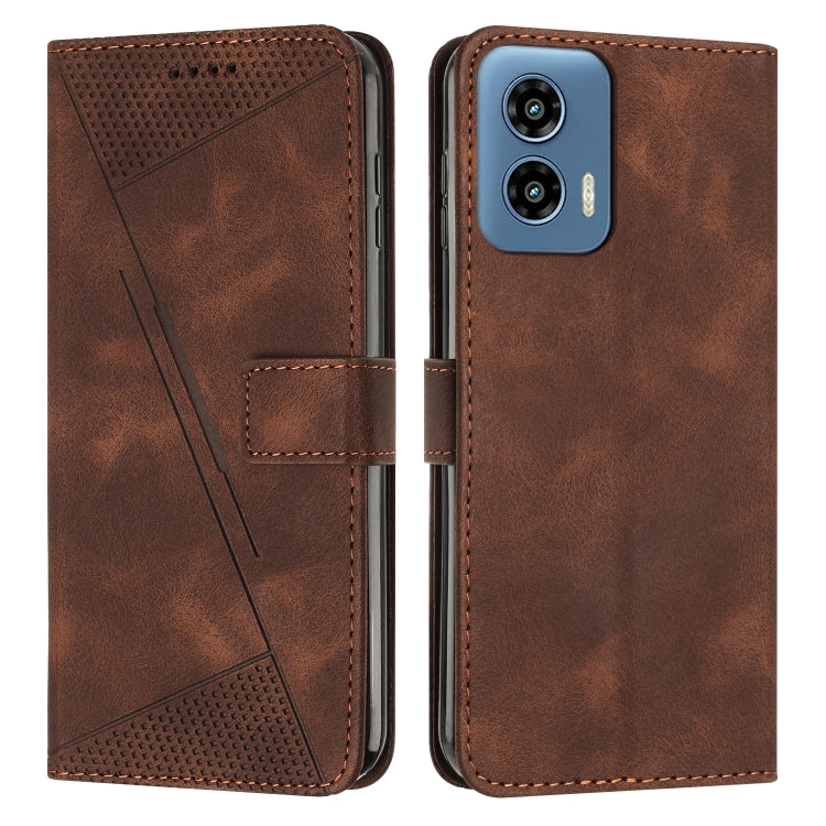 For Motorola Moto G Play 5G 2024/Moto G 5G 2024 Dream Triangle Leather Phone Case with Lanyard(Brown) by buy2fix