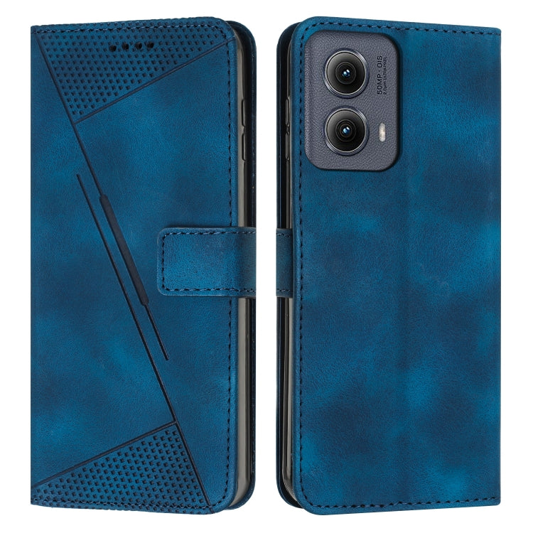 For Motorola Edge 2024 Dream Triangle Leather Phone Case with Lanyard(Blue) by buy2fix