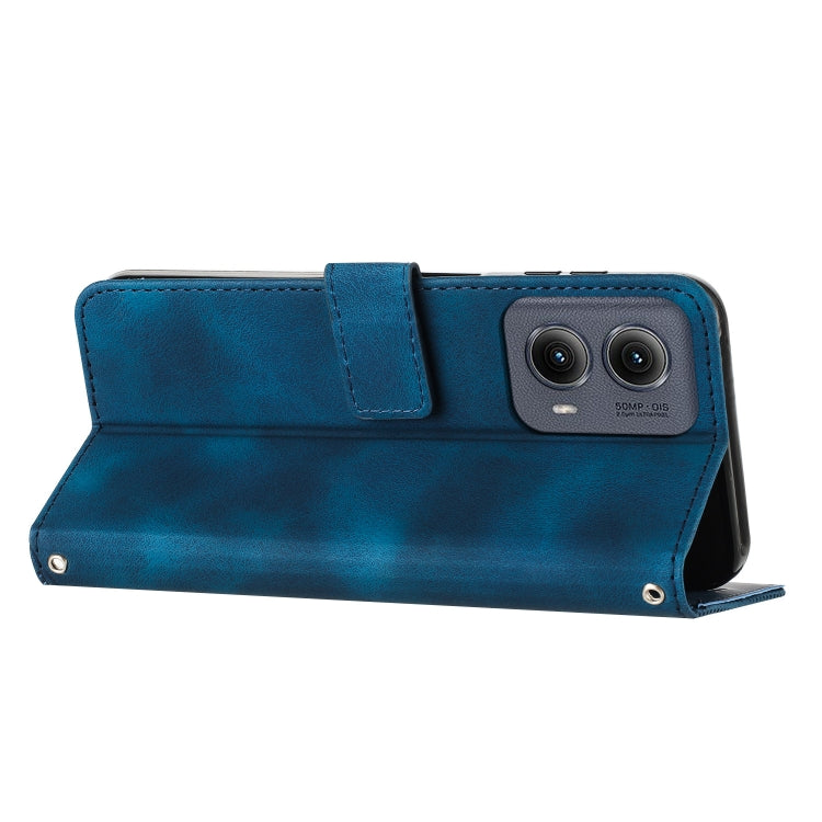 For Motorola Edge 2024 Dream Triangle Leather Phone Case with Lanyard(Blue) by buy2fix