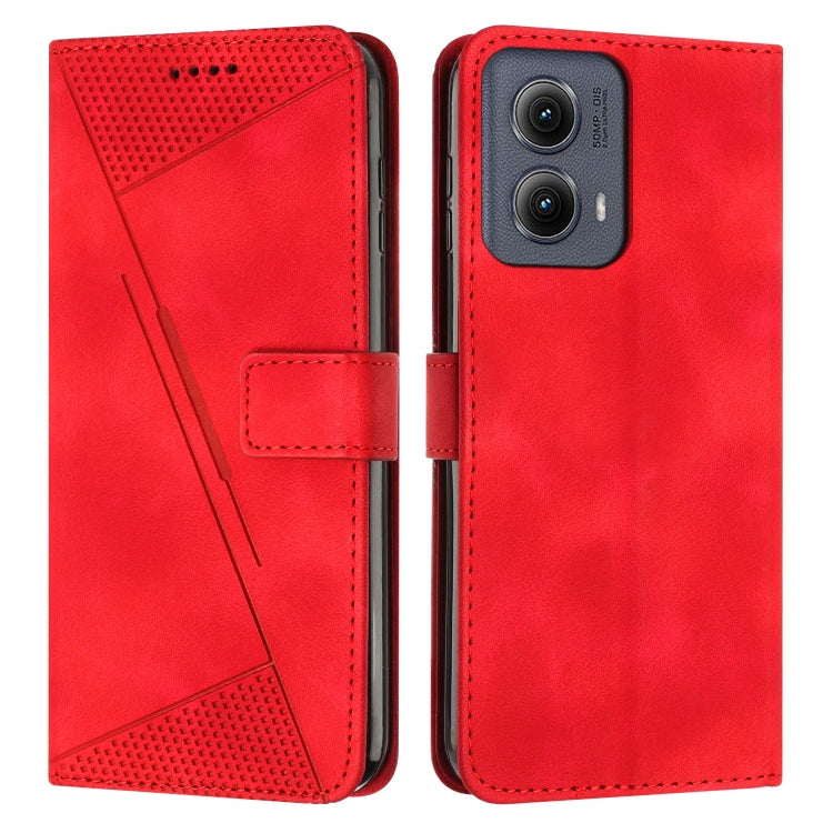 For Motorola Edge 2024 Dream Triangle Leather Phone Case with Lanyard(Red) by buy2fix