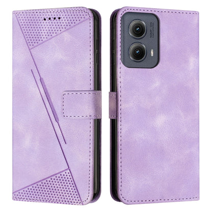 For Motorola Edge 2024 Dream Triangle Leather Phone Case with Lanyard(Purple) by buy2fix