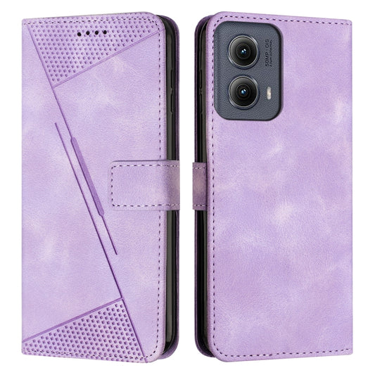 For Motorola Edge 2024 Dream Triangle Leather Phone Case with Lanyard(Purple) by buy2fix
