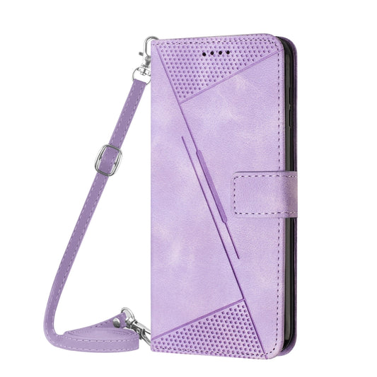 For Motorola Edge 2024 Dream Triangle Leather Phone Case with Lanyard(Purple) by buy2fix