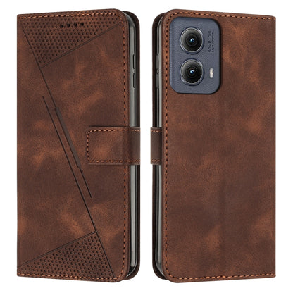 For Motorola Edge 2024 Dream Triangle Leather Phone Case with Lanyard(Brown) by buy2fix
