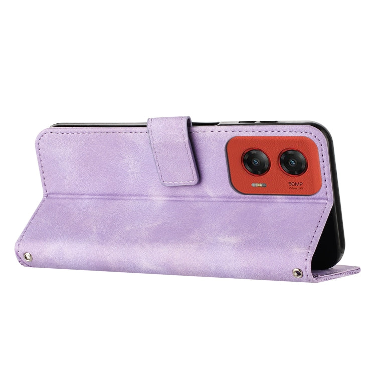 For Motorola Moto G Stylus 5G 2024 Dream Triangle Leather Phone Case with Lanyard(Purple) by buy2fix