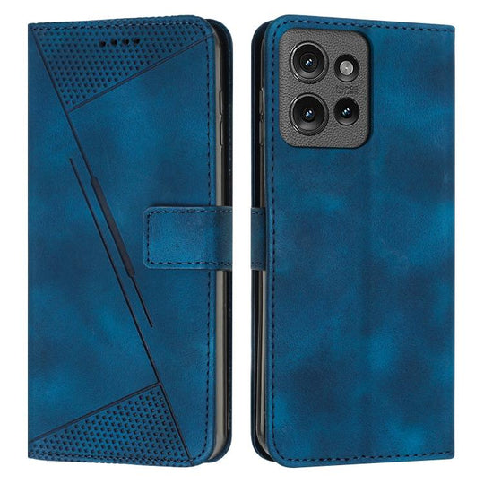 For Motorola Moto G 5G 2025 Dream Triangle Leather Phone Case with Lanyard(Blue)