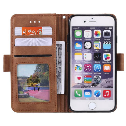 For iPhone 16e Retro Splicing Horizontal Flip Leather Phone Case(Grey) - iPhone 16e Cases by buy2fix | Online Shopping UK | buy2fix