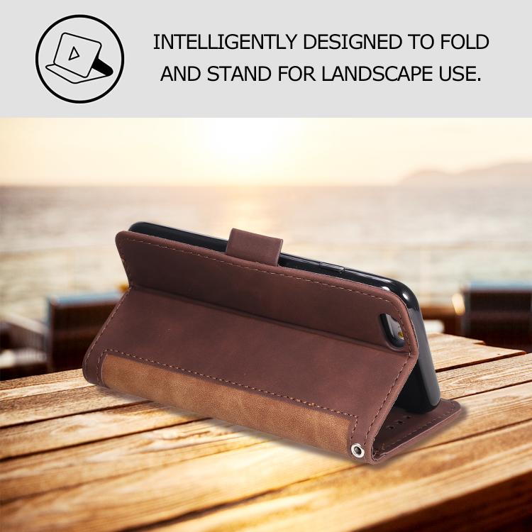 For iPhone 16e Retro Splicing Horizontal Flip Leather Phone Case(Brown) - iPhone 16e Cases by buy2fix | Online Shopping UK | buy2fix