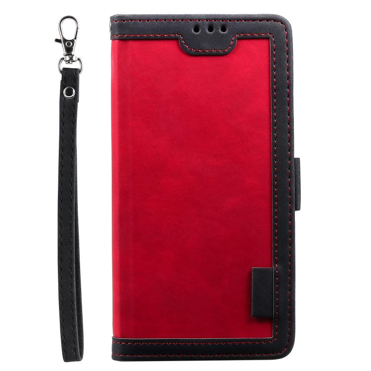 For iPhone 16e Retro Splicing Horizontal Flip Leather Phone Case(Red) - iPhone 16e Cases by buy2fix | Online Shopping UK | buy2fix