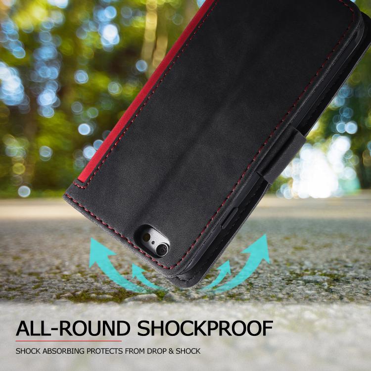 For iPhone 16e Retro Splicing Horizontal Flip Leather Phone Case(Red) - iPhone 16e Cases by buy2fix | Online Shopping UK | buy2fix