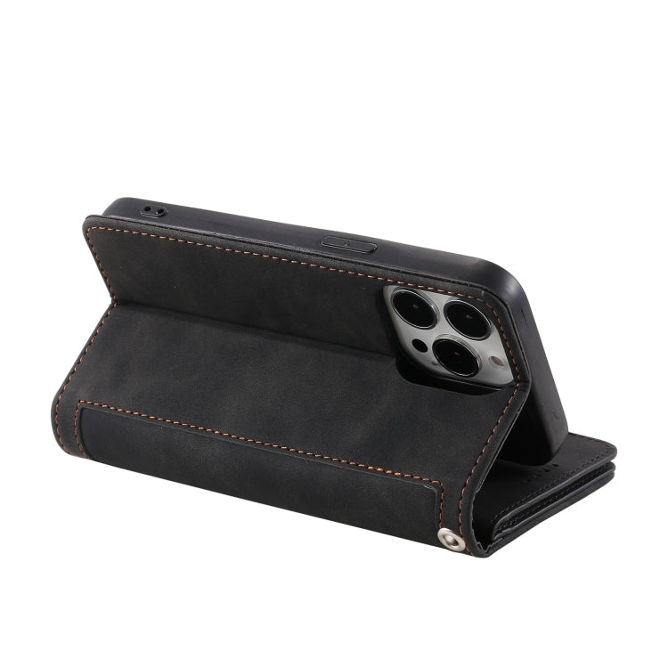 For iPhone 16 Pro Max Nine Card Zipper Bag Leather Phone Case with Lanyard(Black) by buy2fix