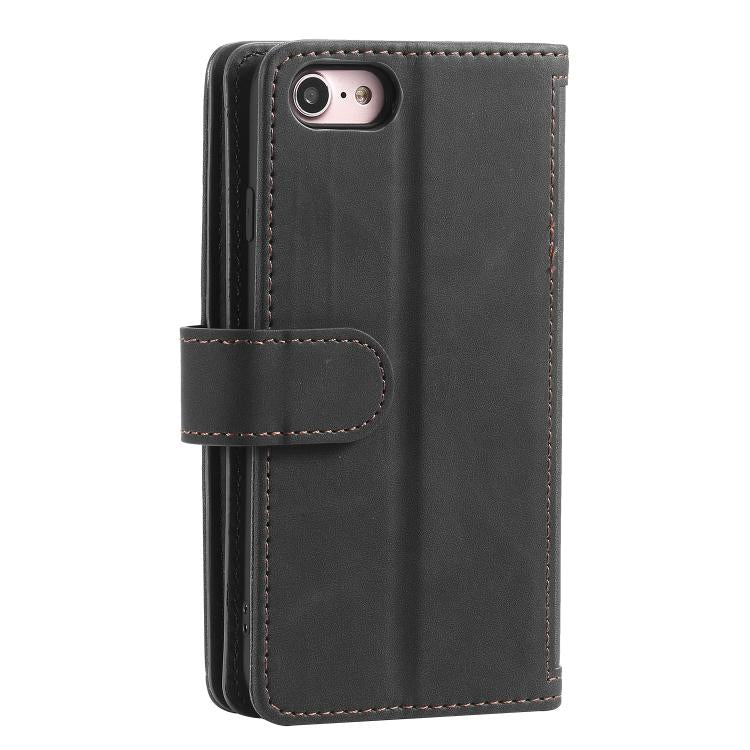 For iPhone 16e Nine Card Zipper Bag Leather Phone Case with Lanyard(Black) - iPhone 16e Cases by buy2fix | Online Shopping UK | buy2fix