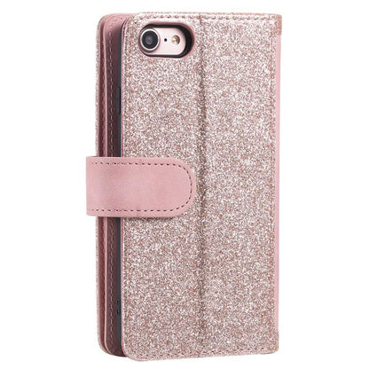 For iPhone 16e Nine Card Zipper Bag Leather Phone Case with Lanyard(Pink) - iPhone 16e Cases by buy2fix | Online Shopping UK | buy2fix