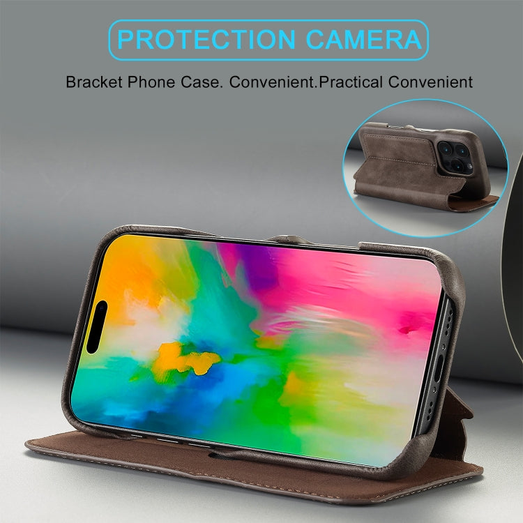 For iPhone 15 Pro LC.IMEEKE Hon Ancient Series Flip Leather Phone Case(Coffee) - iPhone 15 Pro Cases by LC.IMEEKE | Online Shopping UK | buy2fix