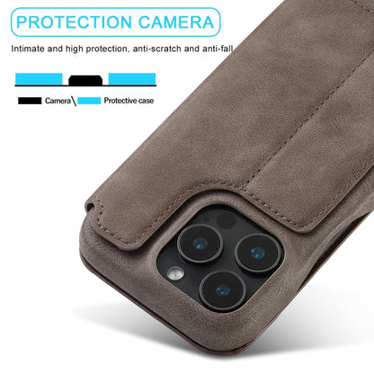 For iPhone 15 Pro LC.IMEEKE Hon Ancient Series Flip Leather Phone Case(Coffee) - iPhone 15 Pro Cases by LC.IMEEKE | Online Shopping UK | buy2fix