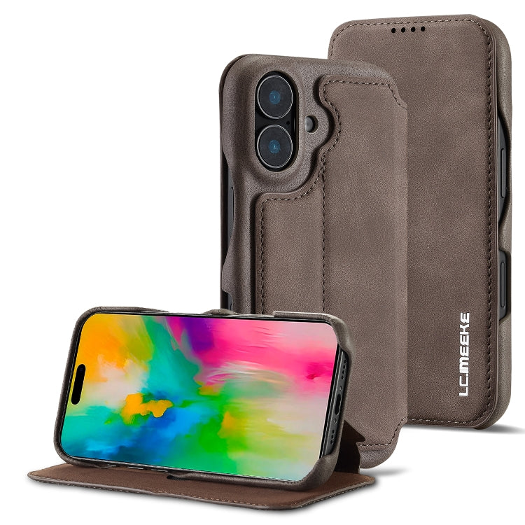 For iPhone 15 LC.IMEEKE Hon Ancient Series Flip Leather Phone Case(Coffee) - iPhone 15 Cases by LC.IMEEKE | Online Shopping UK | buy2fix