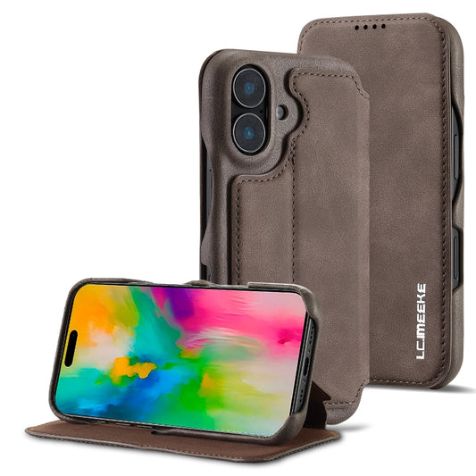 For iPhone 15 LC.IMEEKE Hon Ancient Series Flip Leather Phone Case(Coffee) - iPhone 15 Cases by LC.IMEEKE | Online Shopping UK | buy2fix