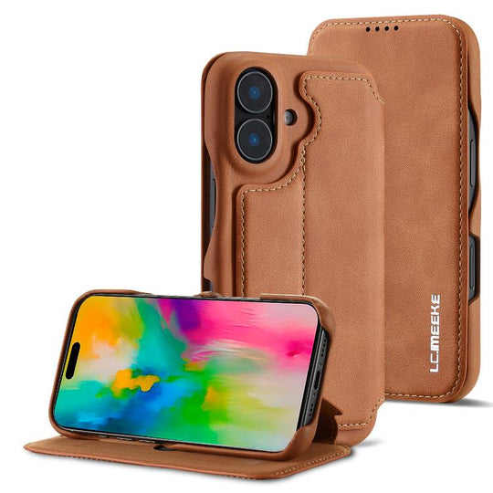 For iPhone 17 LC.IMEEKE Hon Ancient Series Flip Leather Phone Case(Brown)