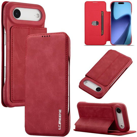 For iPhone 17 Air LC.IMEEKE Hon Ancient Series Flip Leather Phone Case(Red)
