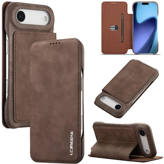 For iPhone 17 Air LC.IMEEKE Hon Ancient Series Flip Leather Phone Case(Coffee)