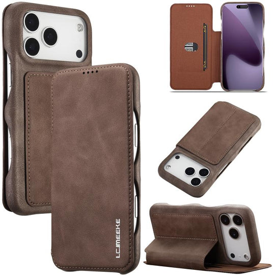 For iPhone 18 Pro / 17 Pro LC.IMEEKE Hon Ancient Series Flip Leather Phone Case(Coffee)