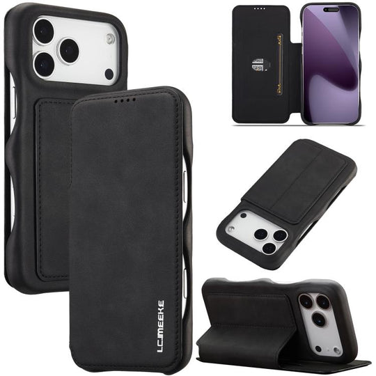 For iPhone 18 Pro Max / 17 Pro Max LC.IMEEKE Hon Ancient Series Flip Leather Phone Case(Black)