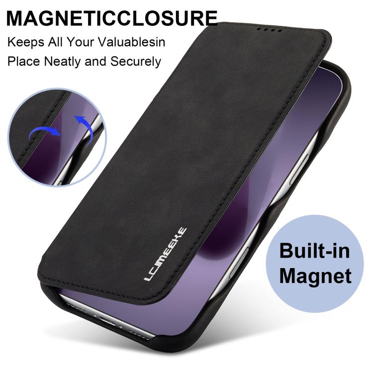 For iPhone 17 Pro Max LC.IMEEKE Hon Ancient Series Flip Leather Phone Case(Black) - iPhone 17 Pro Max Cases by LC.IMEEKE | Online Shopping UK | buy2fix