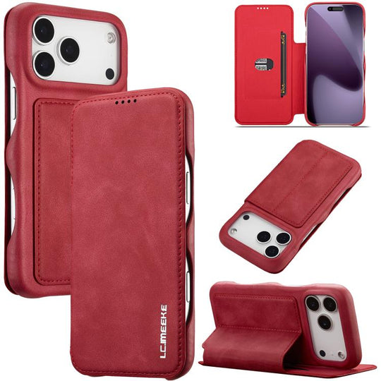 For iPhone 18 Pro Max / 17 Pro Max LC.IMEEKE Hon Ancient Series Flip Leather Phone Case(Red)