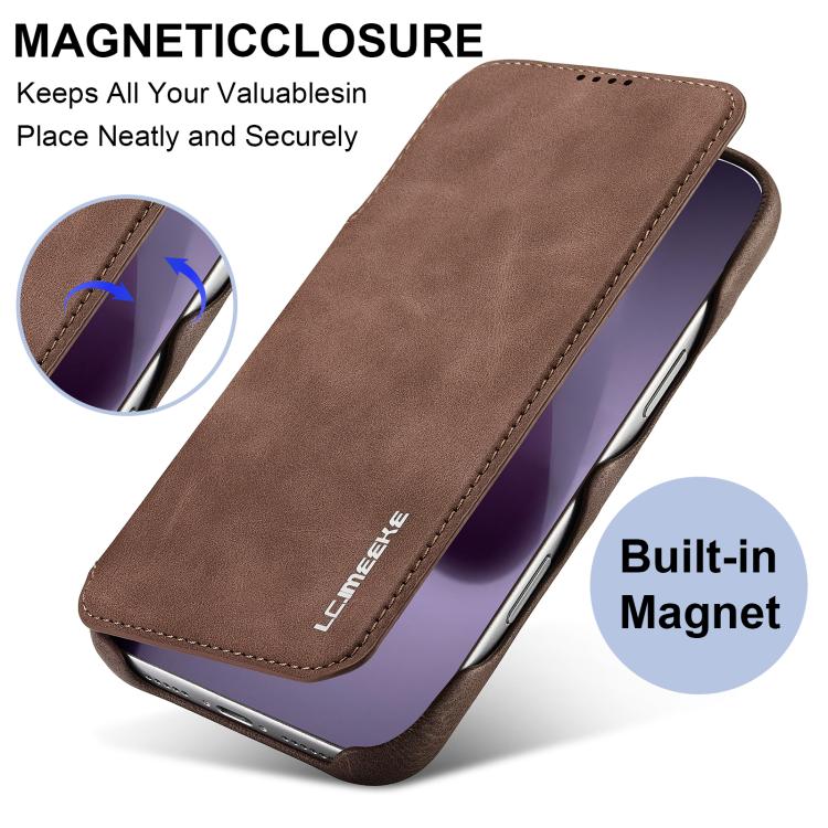 For iPhone 17 Pro Max LC.IMEEKE Hon Ancient Series Flip Leather Phone Case(Coffee) - iPhone 17 Pro Max Cases by LC.IMEEKE | Online Shopping UK | buy2fix