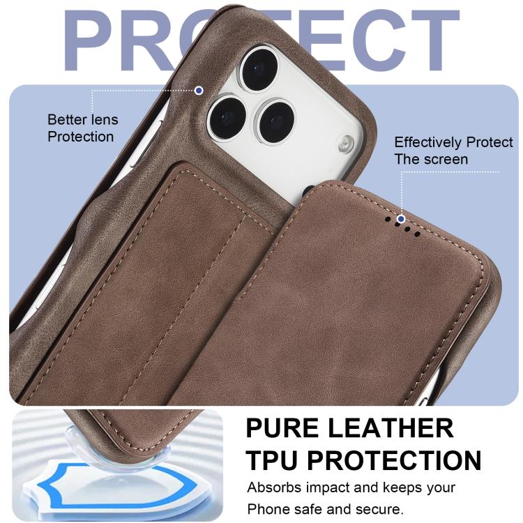 For iPhone 17 Pro Max LC.IMEEKE Hon Ancient Series Flip Leather Phone Case(Coffee) - iPhone 17 Pro Max Cases by LC.IMEEKE | Online Shopping UK | buy2fix
