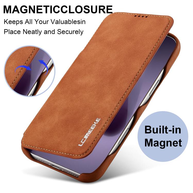 For iPhone 17 Pro Max LC.IMEEKE Hon Ancient Series Flip Leather Phone Case(Brown) - iPhone 17 Pro Max Cases by LC.IMEEKE | Online Shopping UK | buy2fix