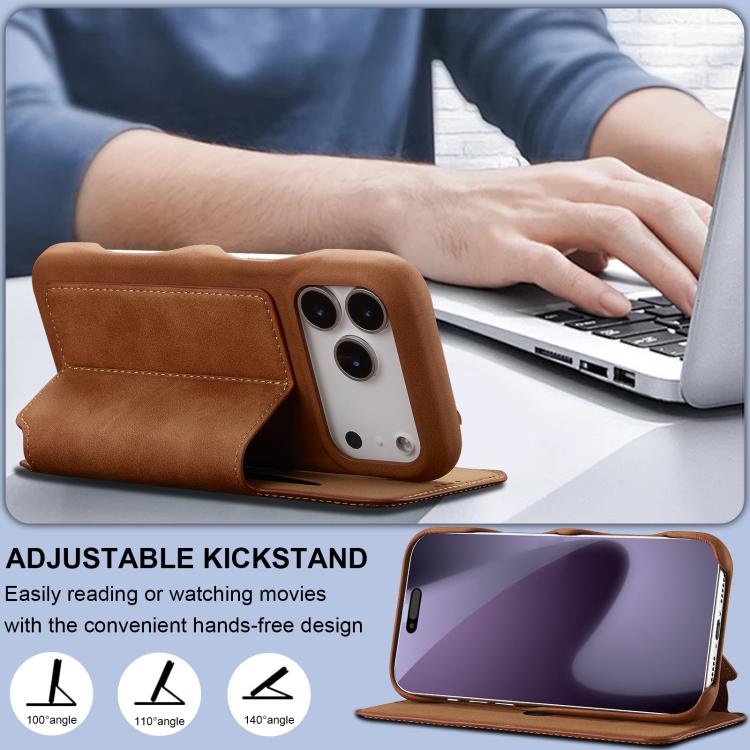 For iPhone 17 Pro Max LC.IMEEKE Hon Ancient Series Flip Leather Phone Case(Brown) - iPhone 17 Pro Max Cases by LC.IMEEKE | Online Shopping UK | buy2fix