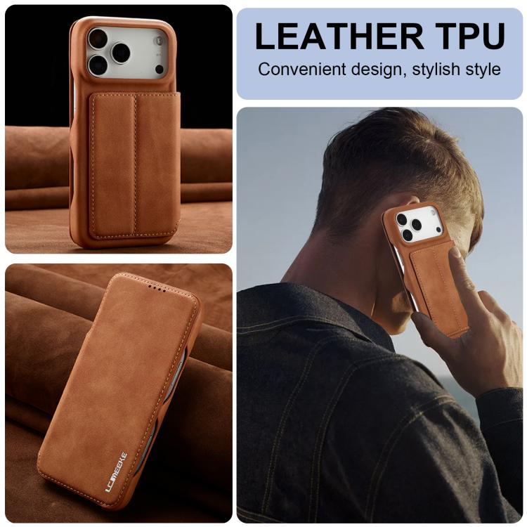 For iPhone 17 Pro Max LC.IMEEKE Hon Ancient Series Flip Leather Phone Case(Brown) - iPhone 17 Pro Max Cases by LC.IMEEKE | Online Shopping UK | buy2fix