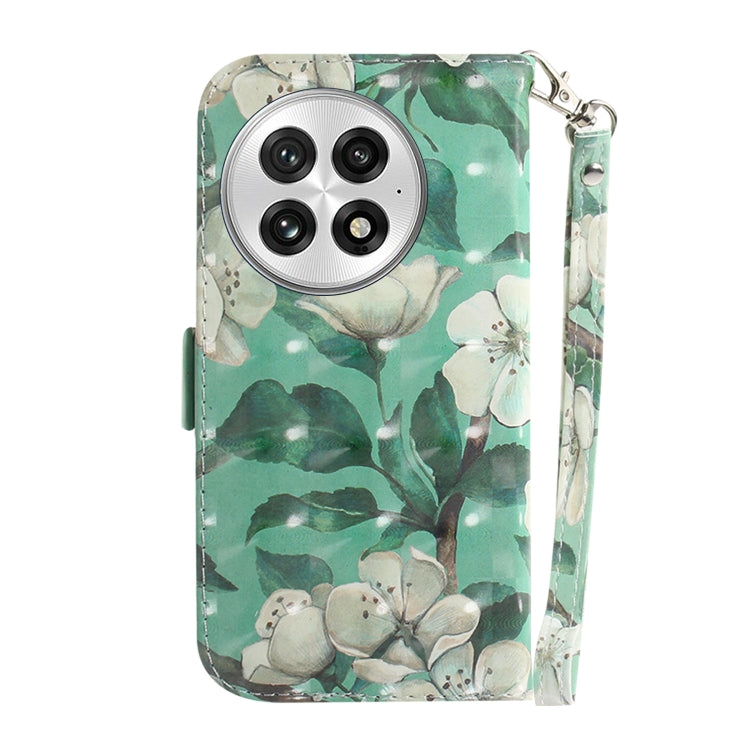 For OnePlus 13 3D Colored Flip Leather Phone Case(Watercolor Flower) - OnePlus Cases by buy2fix | Online Shopping UK | buy2fix